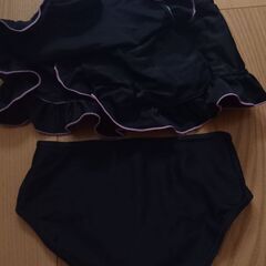 110フリル3点セット水着★ブラック×ピンク★の画像
