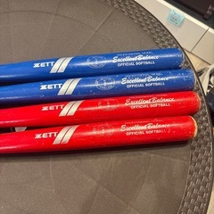 【ソフトボール】木製バット　4本の画像