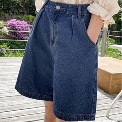 レディース　デニムハーフパンツ