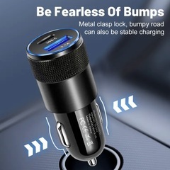 B⭐️新品・未使用・未開封⭐️3.1A 高速充電器🟪USB＋USB-タイプC🟪車載充電器🟪色：黒🟪の画像