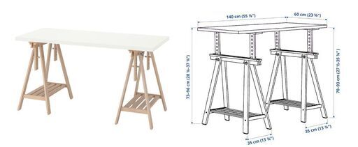 IKEA ラグカプテン/ミットバック N デスク 140x60 白/ バーチ AP