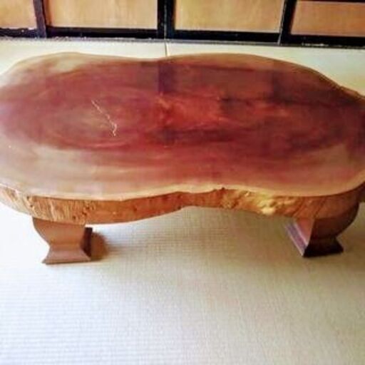 🍓 総玉杢 欅一枚板テーブル／樹齢約1300年 御神木クラス／国有林官材