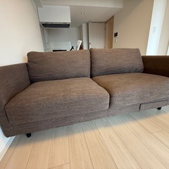 【最終値下】★3人用布張りソファ組立済(ダークモカ色) 49,900円→9,500円の画像