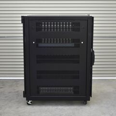 ≪zyt2153ジ≫ 河村電器産業 25U サーバーラック キャスター仕様 ITS 25-1012WB 鍵付き ブラック 幅70cm 奥行100cm 中古機器/宮城県仙台市 70508-11 の画像
