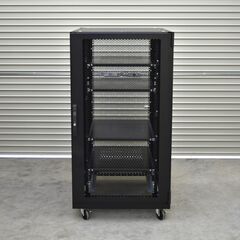 ≪zyt2153ジ≫ 河村電器産業 25U サーバーラック キャスター仕様 ITS 25-1012WB 鍵付き ブラック 幅70cm 奥行100cm 中古機器/宮城県仙台市 70508-11 の画像