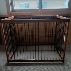 引き取り来れる方専用犬用ケージサビ小傷有 高さ72㌢横95㌢奥行き64㌢小型犬用 木製フレーム の画像
