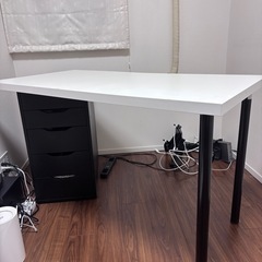 【IKEAデスク天板＋脚2本セット】120×60cm｜引き出し併用タイプ（引き出しなし）