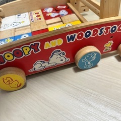 スヌーピー　積み木　おし車の画像