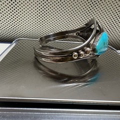 インディアン ジュエリー バングル ネイティブアメリカン NAVAJO ナバホ族 シルバー９２５ ターコイズ リーフの画像
