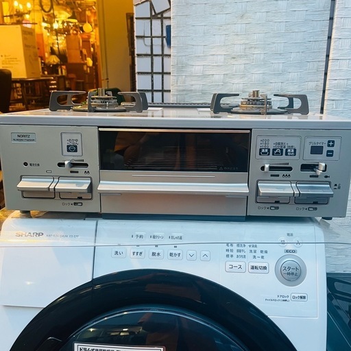 《売約済》【武蔵小山店】ノーリツ　NORITZ 2口ガスコンロ　グリル付き　都市ガス用　NLW2261TQ2SGR 2016年製　検) ガステーブル　料理 センサー付き　一人暮らし　家電　調理