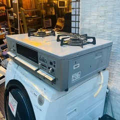【武蔵小山店】ノーリツ　NORITZ 
2口ガスコンロ　グリル付き　都市ガス用　NLW2261TQ2SGR 2016年製　検) ガステーブル　料理 センサー付き　一人暮らし　家電　調理　の画像