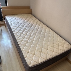 【1年使用美品】収納付きシングルベッド マットレス付 コンセント2口付