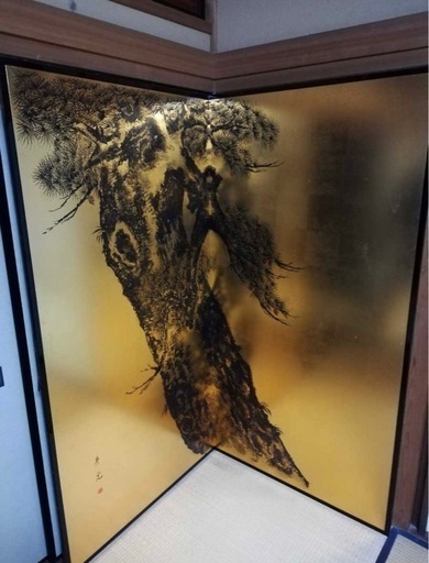 160万円以上 金箔屏風 +掛け軸セット　175×180 保管品