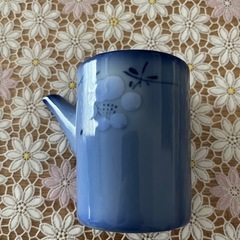 青色 花柄 醤油さし 陶器製