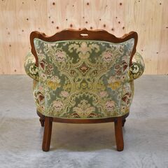 ≪zyt2157ジ≫ イタリア製 クラシック家具 シングルソファ ① ヴェローナ/ロココ/アンティーク調/金華山織り/グリーン系/中古家具/宮城県仙台市 70508-15 の画像