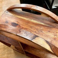 【リサイクル市場エコ伊川谷】茶棚 丸型 飾り棚 ウッドラック ラウンドシェルフ 【取りに来られる方限定】の画像