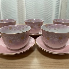 　桜柄 湯飲み コースター ５客 セット 
