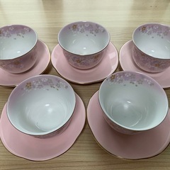 　桜柄 湯飲み コースター ５客 セット の画像