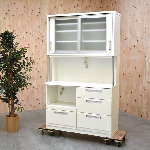ニトリ 食器棚 幅120 ホワイト ニトリ 幅120cm 鏡面仕様のキッチンボード (幅120cmcm WH