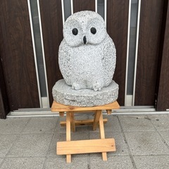 フクロウの置物 御影石 縁起物