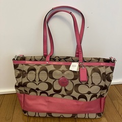 COACH トートバッグ ピンク シグネチャー パッチワーク 肩掛け COACH トートバッグ ピンク シグネチャー パッチワーク 肩掛け COACH