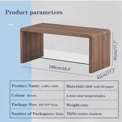 センターテーブル ガラス棚付きの画像