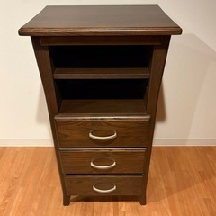 曙工芸製作所 エルムシリーズ 電話台 チェスト 収納 茶 天然杢...