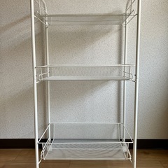 キッチンラック ホワイト メッシュワイヤー 3段ラック
