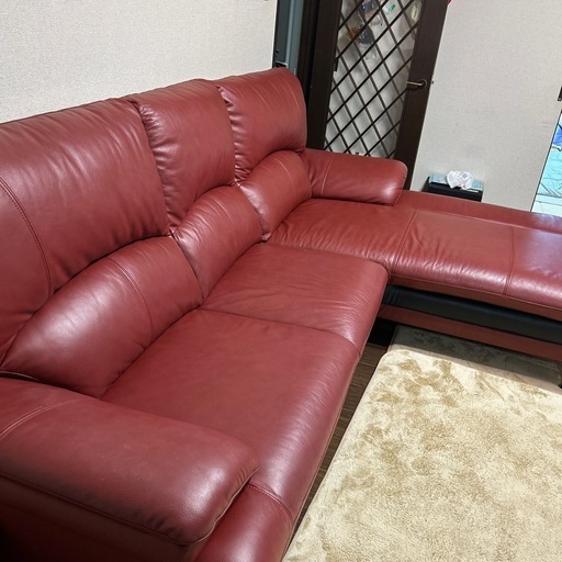 本革L型ソファ