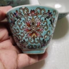 中国景徳鎮　茶壺　湯呑み５個セットの画像