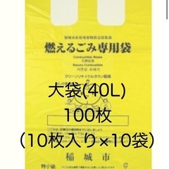稲城市 燃えるごみ専用袋 ゴミ袋 大袋 40L 100枚