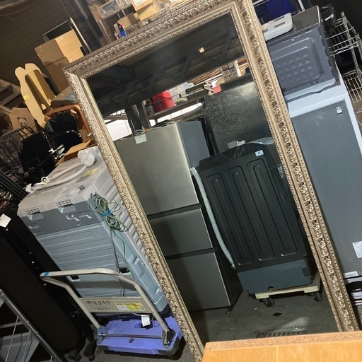 O2505-490 アンティーク調 金彩 ルームミラー 美品 ワイド 中古