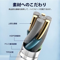 iPhone充電 ケーブル 純正 1メートル PD USB-C急速充電＆同期 ライトニング 高速データ転送 の画像