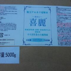 強力アルカリ電解水 喜麗 5,000g