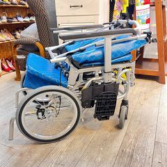 ※カワムラサイクル 介助式 車椅子 ティルト＆リクライニング ノーパンクタイヤ アルミ製 KXL16-42 説明書付属★買取帝国 志木店の画像