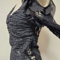 肩出し 透かしワンピース ミニワンピ タイト レース 腰透かし セクシーの画像