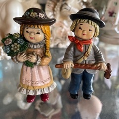 レトロ陶器人形 置物　ペア①
