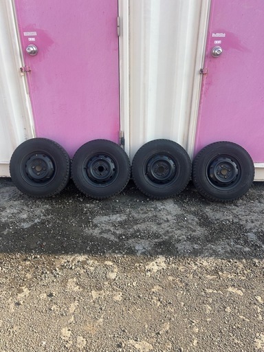 145 80 12 6PR 軽 トラ バン 貨物 エブリ スタッドレス 2023年製 スチール てっちん 鉄 4本 セット 室内保管  ホイール ダンロップ BLIZZAK