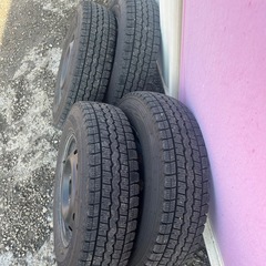 145 80 12 6PR 軽 トラ バン 貨物 エブリ スタッドレス 2023年製 スチール てっちん 鉄 4本 セット 室内保管  ホイール ダンロップ BLIZZAKの画像