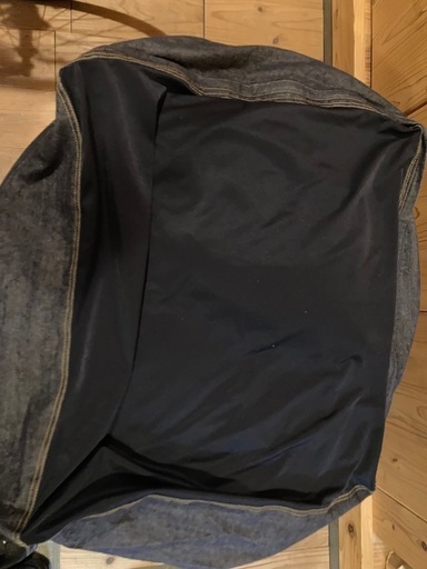無印良品　体にフィットするソファ　ネイビー　デニム地　ビーズクッション　　