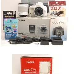 人気の白！元箱あり！Canon Kiss X7 ダブルレンズキット 18-55mm IS STM 40mm 単焦点 スマホ転送OK デジタル 一眼レフ カメラの画像