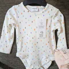 『タグつき新品』イギリス購入 ベビー服 生後3ヶ月から6ヶ月 3点セット 長袖ボディスーツ ワンピース タイツの画像