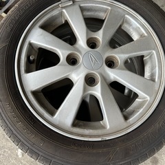 (受け渡し者決まりました)サマータイヤ155/65R14 ダイハツ純正ホイール タイヤバリ山 4本セットの画像