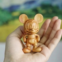 ミッキーマウス　木彫り　置き物