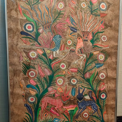 木の皮に描かれた大きな絵メキシコ土産 (モカママ) 品川の