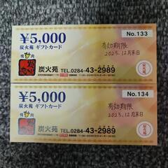 焼肉炭火苑食事券10000円