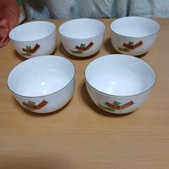 橘吉　湯呑み茶碗　金彩　結び　五客　未使用品
