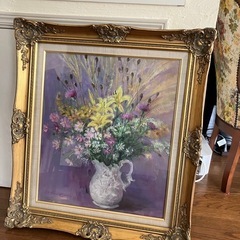 アンティーク油絵額縁F10油絵付き