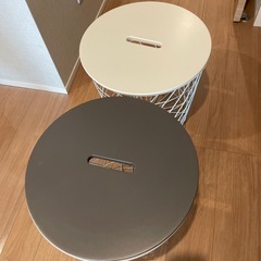 IKEA クヴィストブロー　サイドテーブル　かご　 白とグレー　...