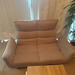 【良品】角度調整可能  二人掛け ミニソファ アイボリー